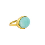 Bague doré amazonite cabochon