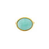 Bague doré amazonite cabochon