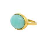 Bague doré amazonite cabochon