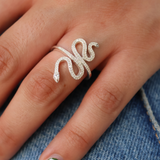 Bague argent serpent enroulé avec zircons