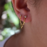 Double bijou d'oreille chainettes et zircons blancs