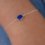 Bracelet argent 925 avec lapis lazulis ovale