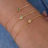 Bracelet doré labradorite ronde sertie clos