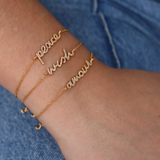 Bracelet doré message "wish" en zircons blancs