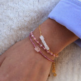 Bracelet doré quartz et tourmaline rose