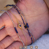 Bracelet doré Onyx noire rectangulaire et Lapis lazulis