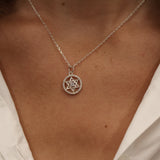 Collier argent 925 étoile de david et zircons 42 cm