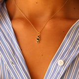 Collier doré trilogie multi pierres 42 cm