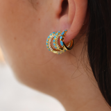 Mini gold hoop with zircons and turquoise