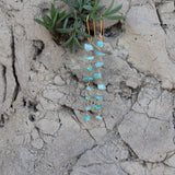 Boucles d'oreilles dorées pendantes et pierres brutes