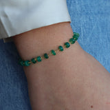 Bracelet doré onyx verte disques