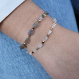 Bracelet duo de labradorite et petites perles dorées