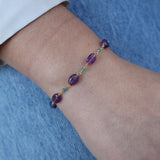 Bracelet doré en Amethyste et Apatite