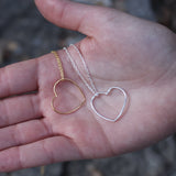 925 silver necklace with hollow heart pendant