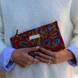 POCHETTE ROUGE A FLEURS BLOCK PRINT