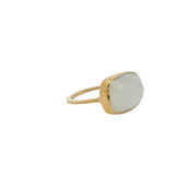 Bague dorée pierre de lune rectangulaire facettée