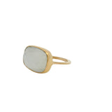 Bague dorée pierre de lune rectangulaire facettée