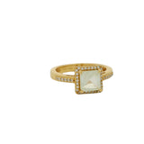 Gold square solitaire ring with zircons