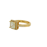 Gold square solitaire ring with zircons