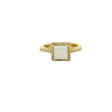 Gold square solitaire ring with zircons