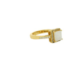 Gold square solitaire ring with zircons