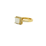 Gold square solitaire ring with zircons