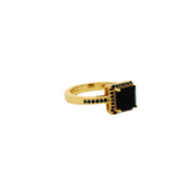 Gold square solitaire ring with zircons