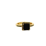 Gold square solitaire ring with zircons