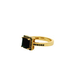 Gold square solitaire ring with zircons