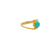 Bague dorée double et pierre cabochon