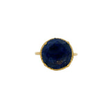 Golden ring with round stone and 4 claws