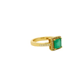Gold square solitaire ring with zircons