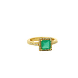 Gold square solitaire ring with zircons