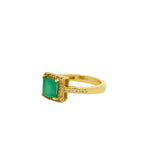 Gold square solitaire ring with zircons