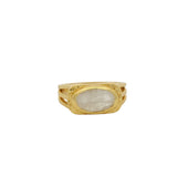 Triple ring gold signet ring with oval stone
