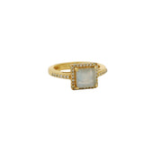Gold square solitaire ring with zircons