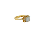Gold square solitaire ring with zircons