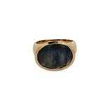 Bague chevalière dorée massive labradorite ovale