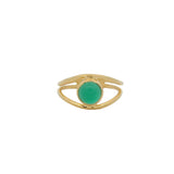 Double gold ring and cabochon stone
