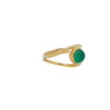 Double gold ring and cabochon stone