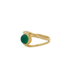 Double gold ring and cabochon stone