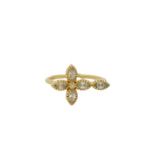 Bague dorée croix pierre et zircon