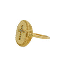 Chevalière dorée texturée et croix zircons