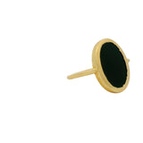 Bague dorée et pierre plate ovale
