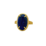 Bague dorée texturée et scarabée pierre cabochon
