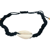 Bracelet doré cordon bleu marine cauri naturel