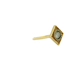 Square gold ring with round stone and zircons