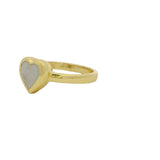 Black onyx heart ring gilded with 18k fine gold