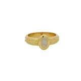 Golden ring with oval stone and wide ring