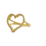 Bague dorée coeur zircons XXL